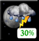 Tonight: A chance of showers and thunderstorms before 8pm. Partly cloudy, with a low around 65. West wind 0 to 3 mph. Chance of precipitation is 30%. New rainfall amounts less than a tenth of an inch possible. Tonight: Chance Showers And Thunderstorms then Partly Cloudy