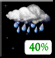Tonight: A chance of rain before 9pm. Mostly cloudy, with a low around 32. Southwest wind around 10 mph. Chance of precipitation is 40%. New rainfall amounts less than a tenth of an inch possible. Tonight: Chance Light Rain then Mostly Cloudy